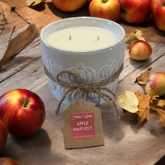 Apple Harvest - 12 oz white ceramic pumpkin