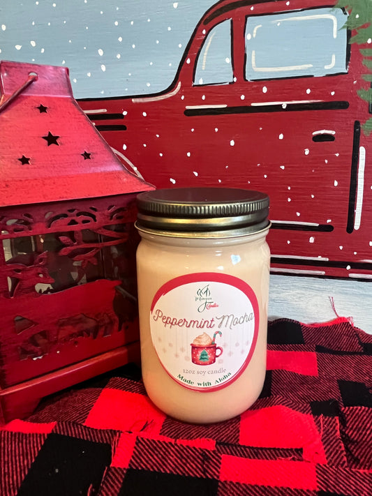 Peppermint Mocha 10oz mason jar